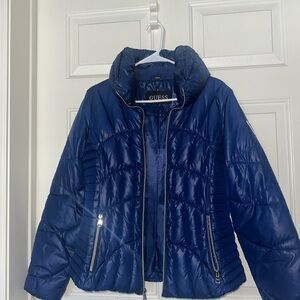 GUESS Women's Vibrant Blue Puffer Jacket Medium